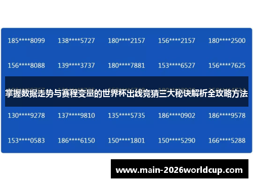 掌握数据走势与赛程变量的世界杯出线竞猜三大秘诀解析全攻略方法